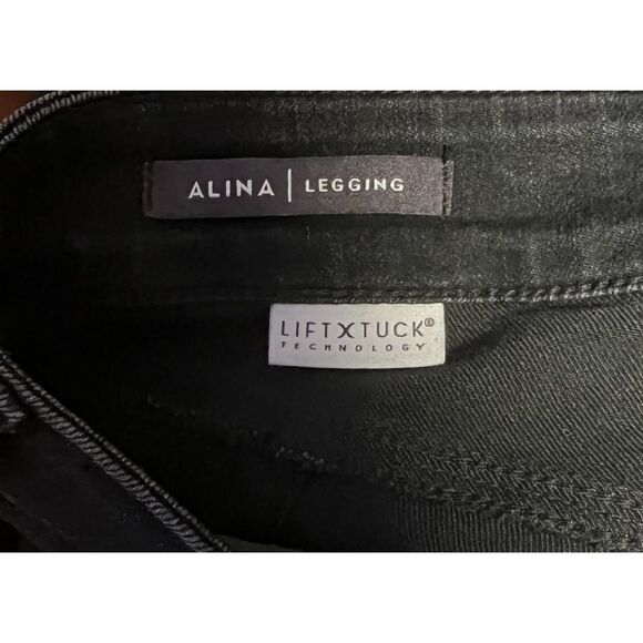 NYDJ Lift X Tuck Technology Distressed Alina Straight Leg Denim Jeans Black 2 - Picture 5 of 9